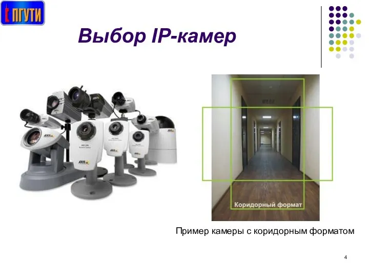 Выбор IP-камер Пример камеры с коридорным форматом