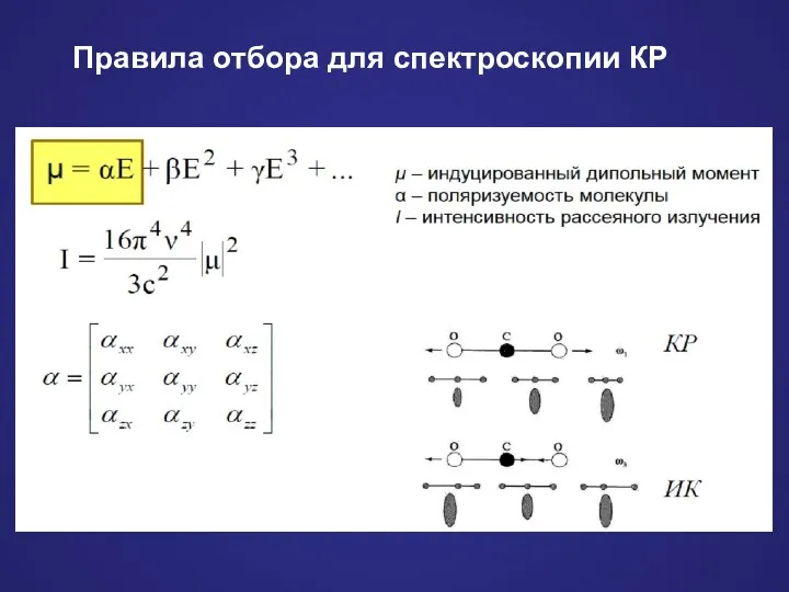 Правила отбора для спектроскопии КР