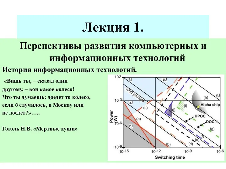 Лекция 1. Перспективы развития компьютерных и информационных технологий История информационных технологий.