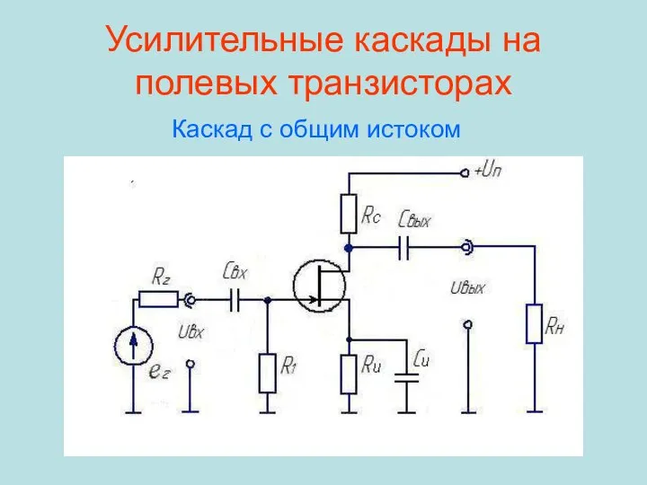 Усилительные каскады на полевых транзисторах Каскад с общим истоком