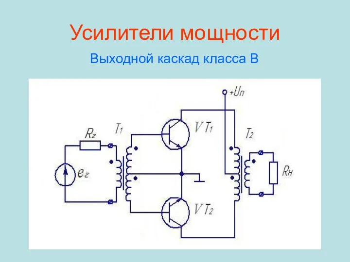 Усилители мощности Выходной каскад класса В