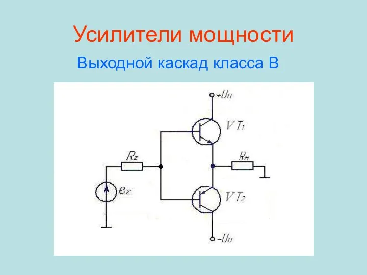 Усилители мощности Выходной каскад класса В