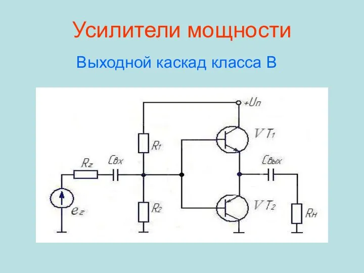 Усилители мощности Выходной каскад класса В