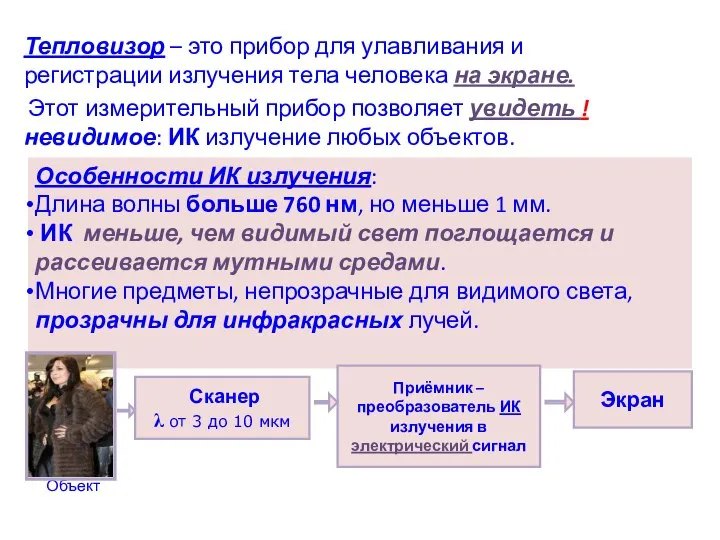 Тепловизор – это прибор для улавливания и регистрации излучения тела человека