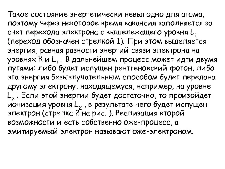 Такое состояние энергетически невыгодно для атома, поэтому через некоторое время вакансия