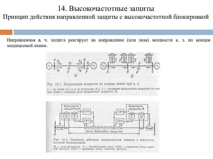 14. Высокочастотные защиты Принцип действия направленной защиты с высокочастотной блокировкой Направленная