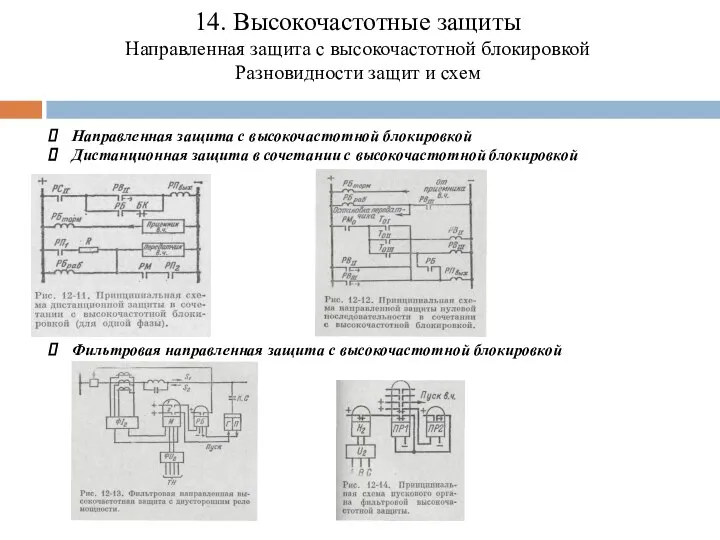 14. Высокочастотные защиты Направленная защита с высокочастотной блокировкой Разновидности защит и