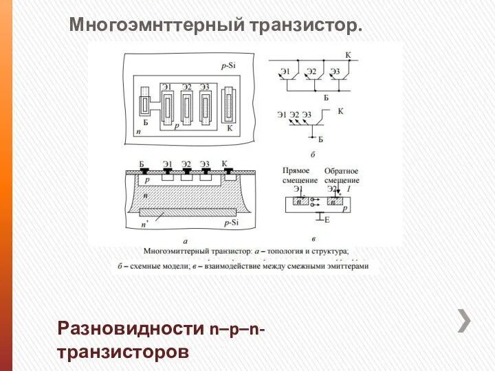 Многоэмнттерный транзистор. Разновидности n–p–n-транзисторов