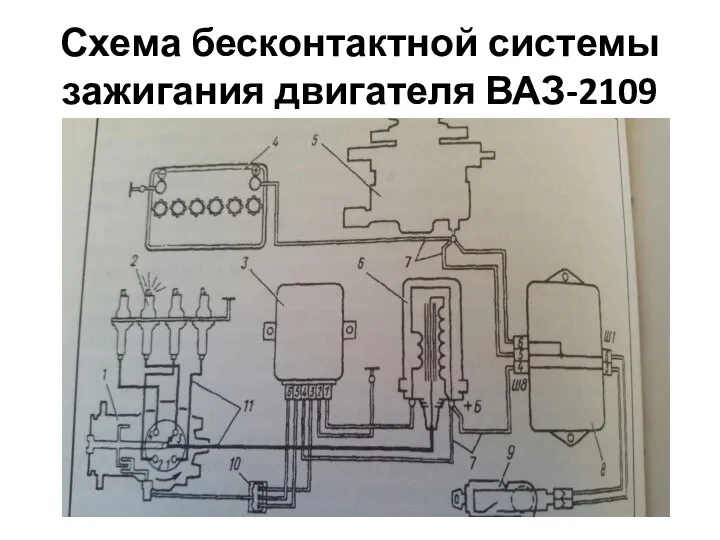 Схема бесконтактной системы зажигания двигателя ВАЗ-2109