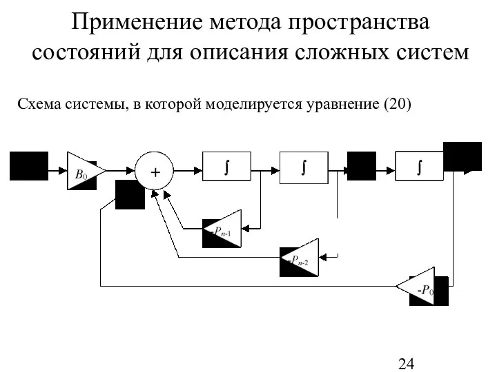 Применение метода пространства состояний для описания сложных систем Схема системы, в которой моделируется уравнение (20)