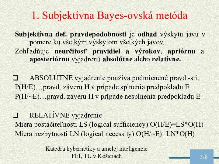 Katedra kybernetiky a umelej inteligencie FEI, TU v Košiciach /8 1.