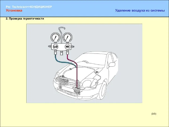 (3/3) 2. Проверка герметичности Установка Удаление воздуха из системы