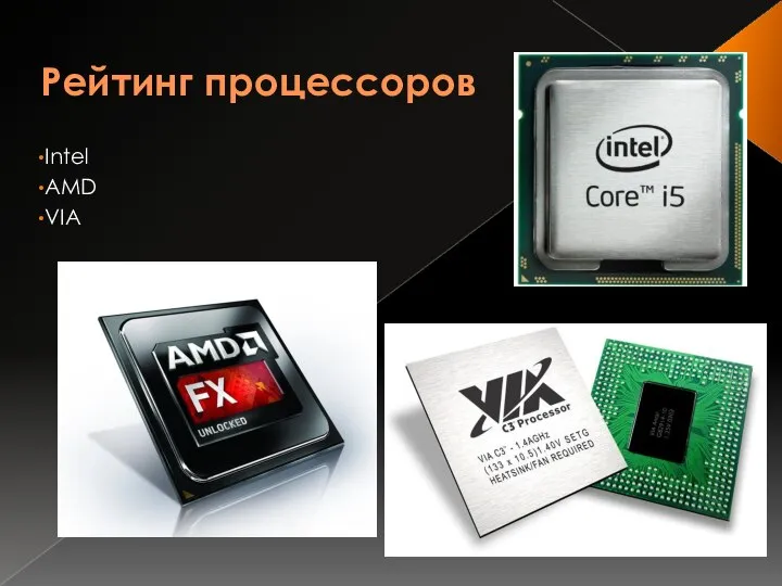 Рейтинг процессоров Intel AMD VIA