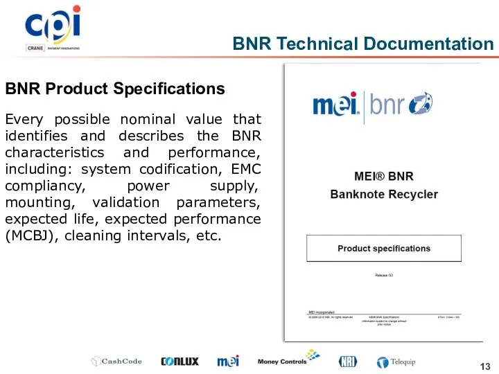 BNR Technical Documentation BNR Product Specifications Every possible nominal value that