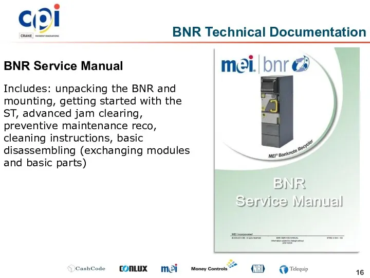 BNR Technical Documentation BNR Service Manual Includes: unpacking the BNR and