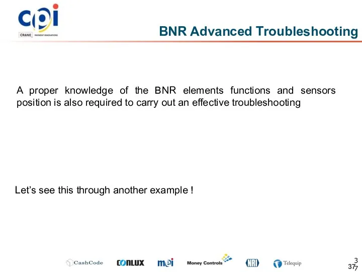 BNR Advanced Troubleshooting A proper knowledge of the BNR elements functions