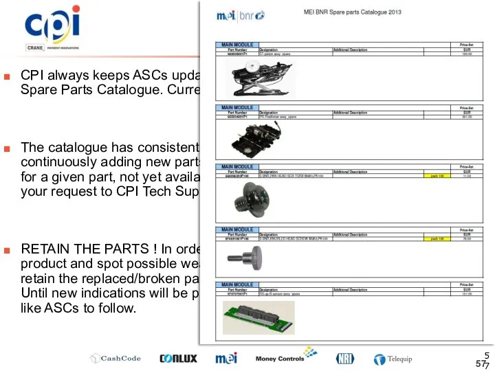 CPI always keeps ASCs updated by providing the latest available Spare