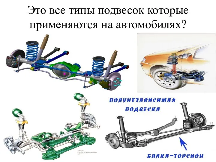 Это все типы подвесок которые применяются на автомобилях?