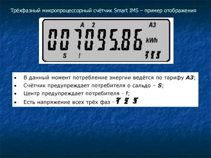 Трёхфазный микропроцессорный счётчик Smart IMS – пример отображения