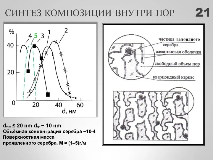 СИНТЕЗ КОМПОЗИЦИИ ВНУТРИ ПОР dmax ≤ 20 nm dср ~ 10