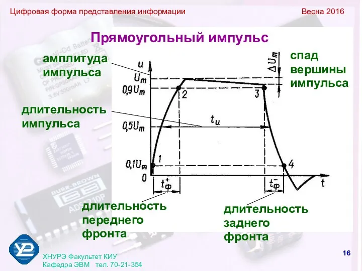 Цифровая форма представления информации Весна 2016 ХНУРЭ Факультет КИУ Кафедра ЭВМ