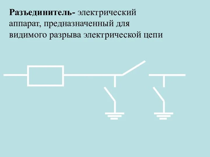 Разъединитель- электрический аппарат, предназначенный для видимого разрыва электрической цепи