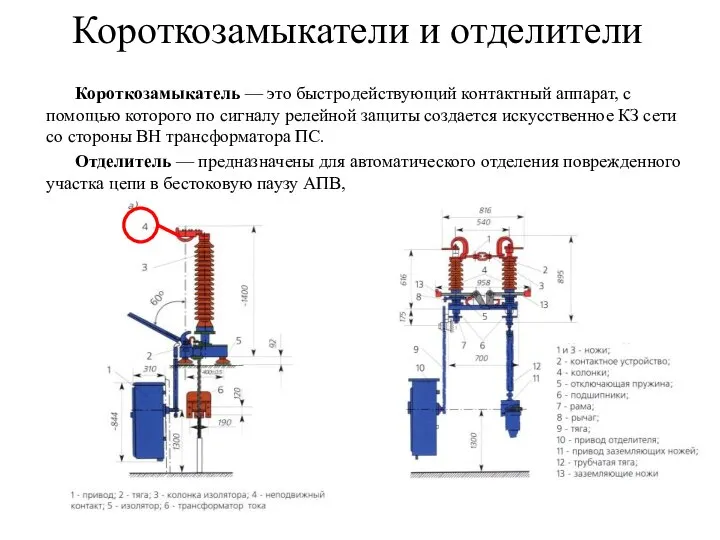 Короткозамыкатели и отделители Короткозамыкатель — это быстродействующий контактный аппарат, с помощью