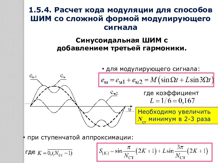 1.5.4. Расчет кода модуляции для способов ШИМ со сложной формой модулирующего