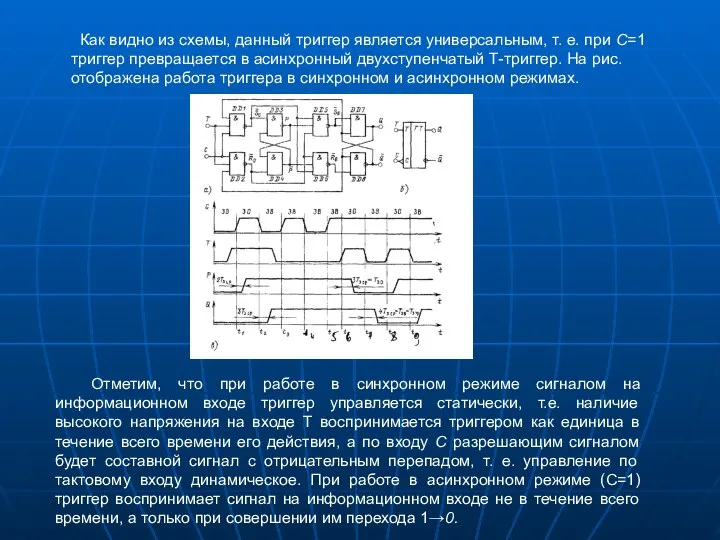 Как видно из схемы, данный триггер является универсальным, т. е. при