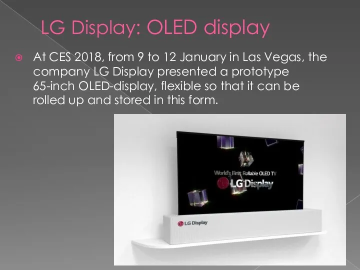 LG Display: OLED display At CES 2018, from 9 to 12