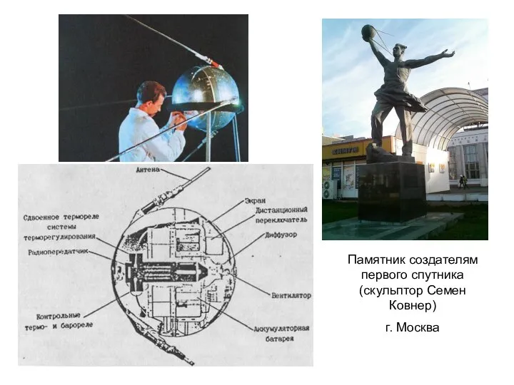 Памятник создателям первого спутника (скульптор Семен Ковнер) г. Москва