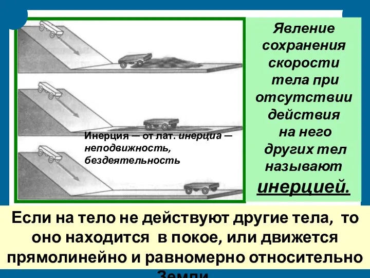 Если на тело не действуют другие тела, то оно находится в