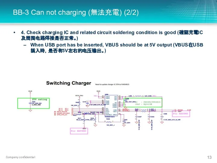 BB-3 Can not charging (無法充電) (2/2) 4. Check charging IC and