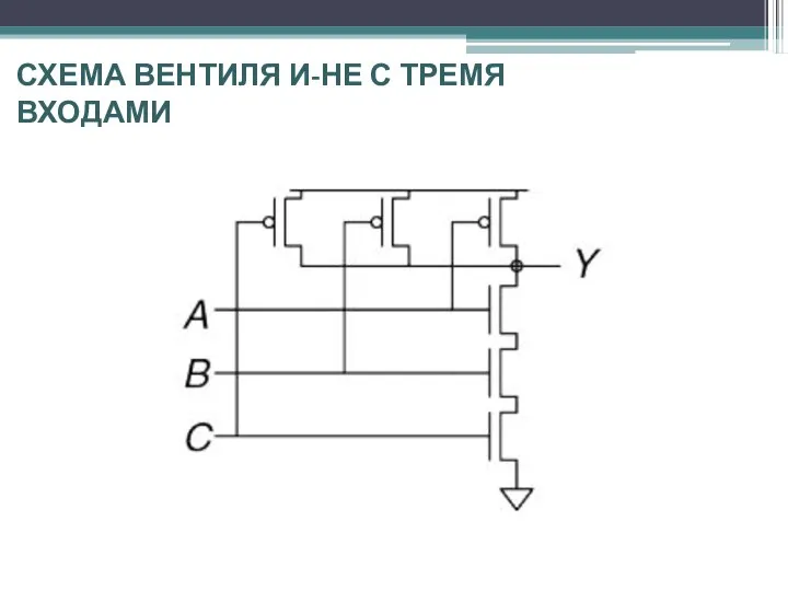 СХЕМА ВЕНТИЛЯ И-НЕ С ТРЕМЯ ВХОДАМИ