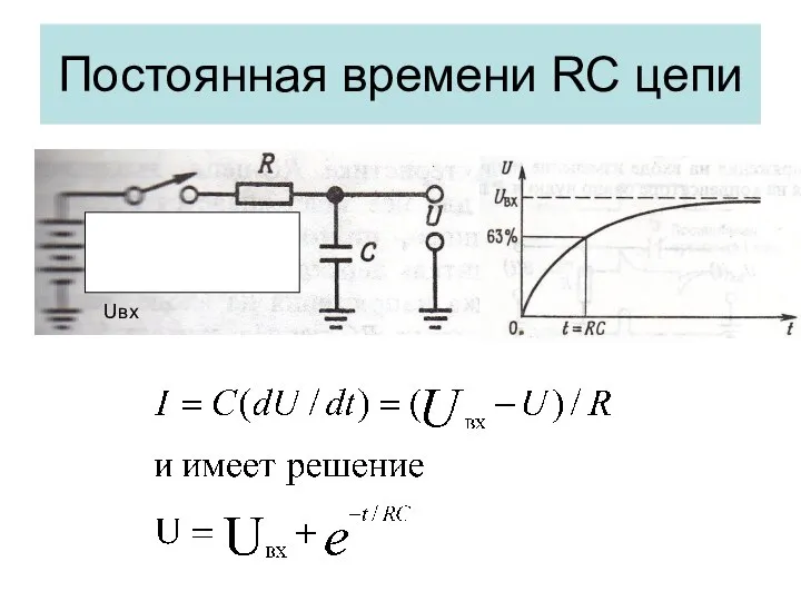 Постоянная времени RC цепи Uвх