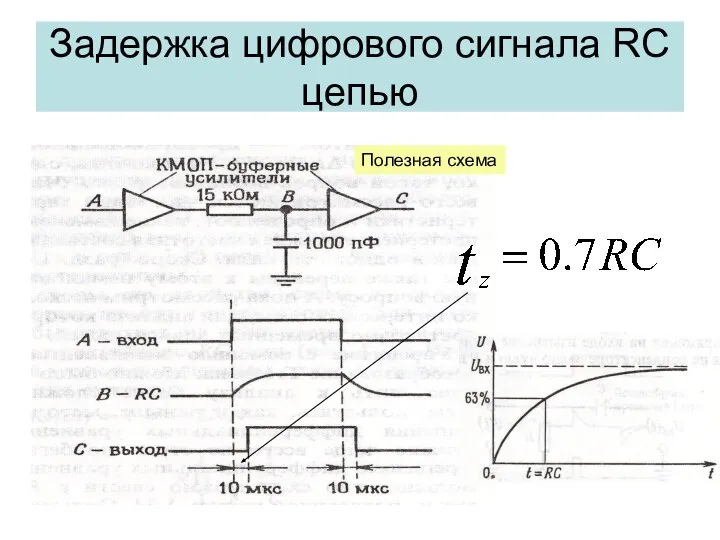 Задержка цифрового сигнала RC цепью Полезная схема