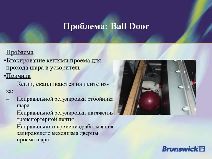 Проблема: Ball Door Проблема Блокирование кеглями проема для прохода шара в