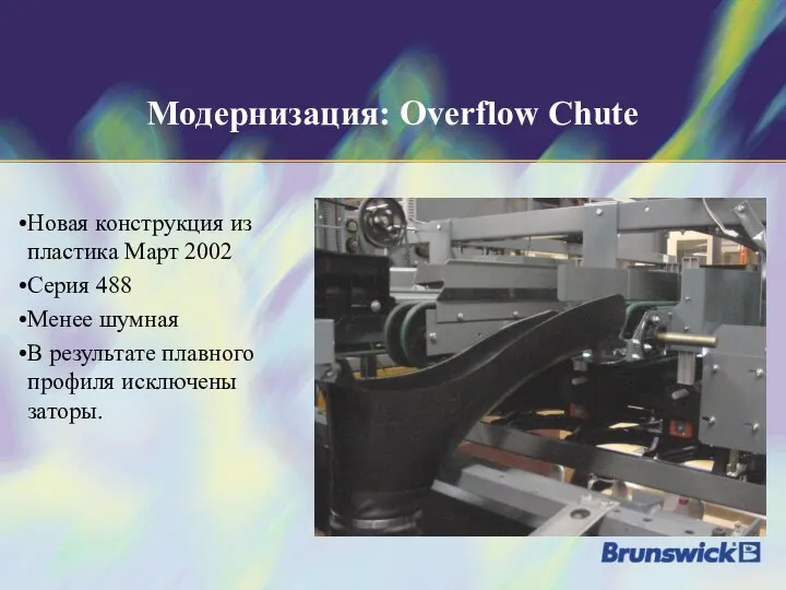Модернизация: Overflow Chute Новая конструкция из пластика Март 2002 Серия 488