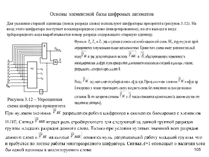 Для указания старшей единицы (поиск разряда слова) используют шифраторы приоритета (рисунок