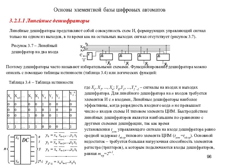 3.2.1.1 Линейные дешифраторы Линейные дешифраторы представляют собой совокупность схем И, формирующих