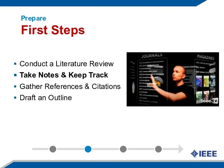 Prepare First Steps Conduct a Literature Review Take Notes & Keep