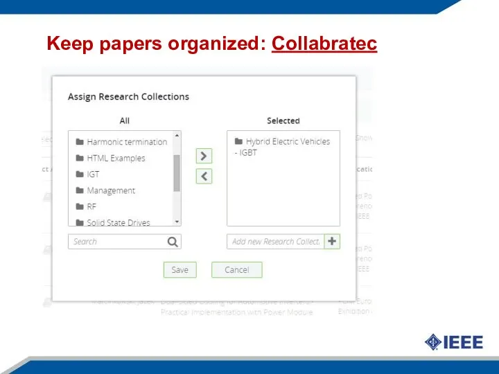 Keep papers organized: Collabratec