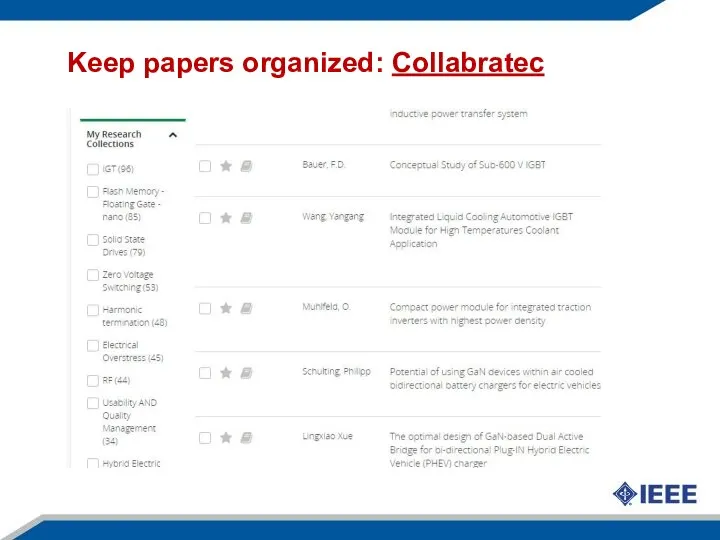 Keep papers organized: Collabratec