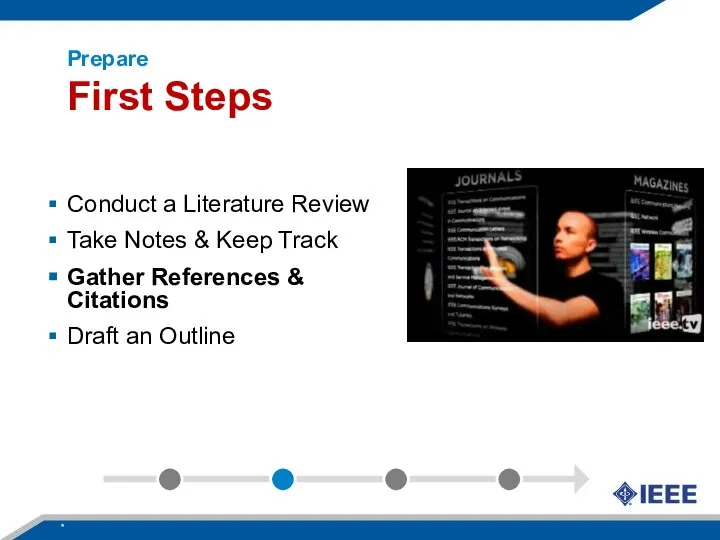 Prepare First Steps * Conduct a Literature Review Take Notes &