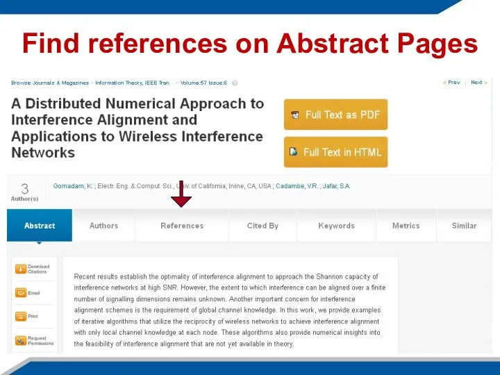 Find references on Abstract Pages