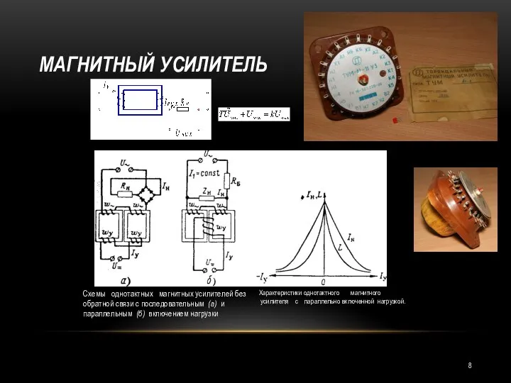 МАГНИТНЫЙ УСИЛИТЕЛЬ Схемы однотактных магнитных усилителей без обратной связи с последовательным