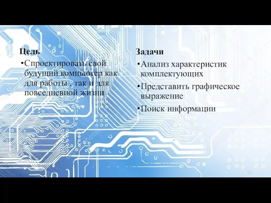 Цель Спроектировать свой будущий компьютер как для работы , так и