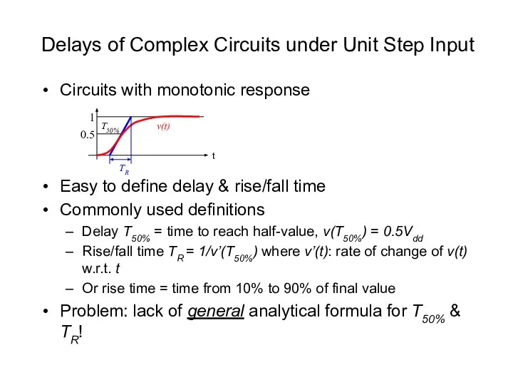 Delays of Complex Circuits under Unit Step Input Circuits with monotonic