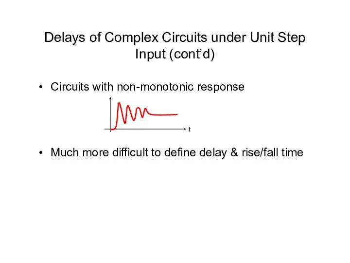 Delays of Complex Circuits under Unit Step Input (cont’d) Circuits with