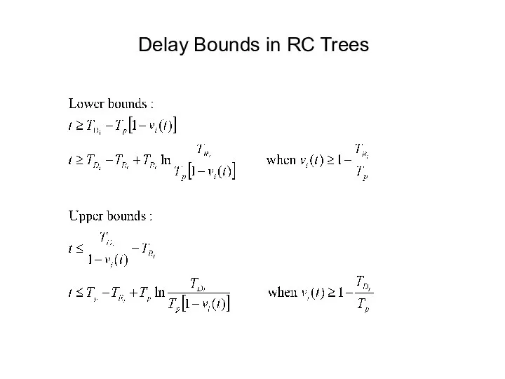 Delay Bounds in RC Trees